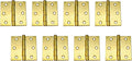 QCAA Square Door Butt Hinge, Heavy Gauge, Swaged, Loose Pin, 2-1/2"x2-1/2"x2.0mm, Brass Plated, Made in Taiwan, 8 Pack