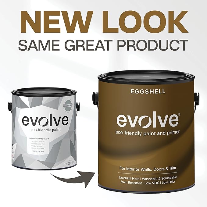 EVOLVE Paint & Primer: Environment-friendly, Low Sheen with One-coat Coverage for Interior & Exterior surfaces (Pebble Gray, 1-Gallon)
