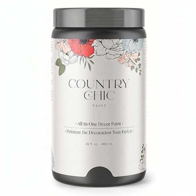 Country Chic All-in-One Chalk Paint for Furniture, Cabinets, Home Decor, Eco-Friendly, Matte Finish, Built-In Primer & Top Coat for Wood, Metal - Liquorice (Black) - Quart 32 oz (950 ml)