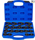SIXIWANZI Metric Crowfoot Wrench Set, Flare Nut Crowfoot Set 8-32 mm | 19-piece metric kit, 8-32 mm crows foot, 3/8" and 1/2" drives, anti-slip flare nut grip, return tab design