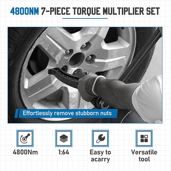 Angchun 1:64 Torque Multiplier Wrench 7500NM Lug Nut Wrench Set Lugnut Remover with Case Labor Saving Wrench Tool Heavy Duty Torque Multiplier Tool for Truck Trailer RV