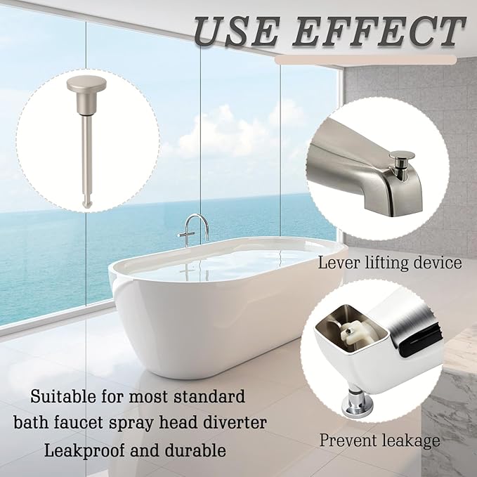 2pcs Tub Spout Diverter Repair Kit, Multi-Component Shower Diverter Kit & Diverter Repair Kit – Includes Diverter Valves, Seals & Adapters for Leaky Tub/Shower Faucets