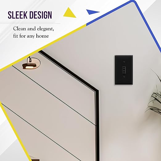 ENERLITES Toggle Light Switch Wall Plate, Standard Size 1-Gang 4.50" x 2.76", Unbreakable Polycarbonate Thermoplastic, 8811-BK, Black, Screw