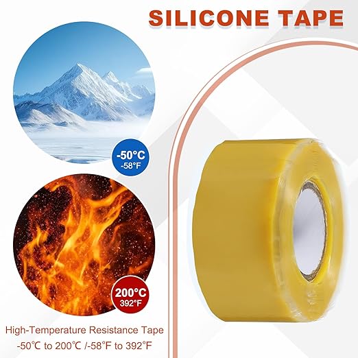 uxcell 2 Pcs Self Fusing Silicone Tape, 1" x 10ft Waterproof Water Leak Sealing Tape for Plumbing Pipe Hose Repair Handles, Yellow