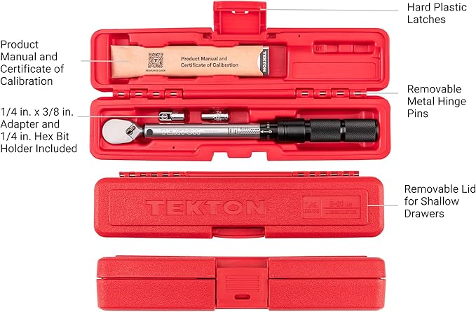 TEKTON 1/4 Inch Drive 90-Tooth Dual-Direction Micrometer Torque Wrench (2-20 Nm) | TRQ50502