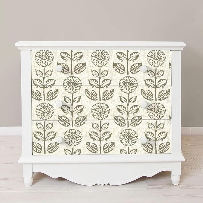 Wudnaye Floral Peel and Stick Wallpaper Vintage Tulip Floral Wallpaper 17.7in×118.1in Flower Farmhouse Contact Paper Peel and Stick Neutral Self Adhesive Removable Vinyl Wall Paper for Kitchen Bedroom