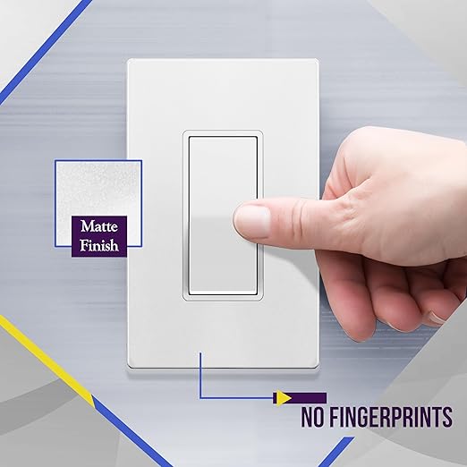 ENERLITES Matte White Light Switch With Screwless Wall Plate, Decorator Paddle Rocker Wall Switch, 3-Way, 3 Wire, Grounding Screw, Residential Grade, 15A 120V/277V, UL Listed, 93150-MW-20PCS (20 Pack)