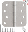 24 Pack 4 Inch Brushed Nickel Door Hinges, Heavy Duty Satin Nickel Hinges with 5/8" Radius Corners, Interior & Exterior Residential Front Door Use