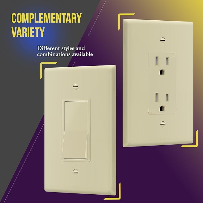ENERLITES Decorator Light Switch or Receptacle Outlet Wall Plate, Gloss Finish, Over-Size 1-Gang 5.5" x 3.5", Unbreakable Polycarbonate Thermoplastic, UL Listed, 8831O-I, Ivory