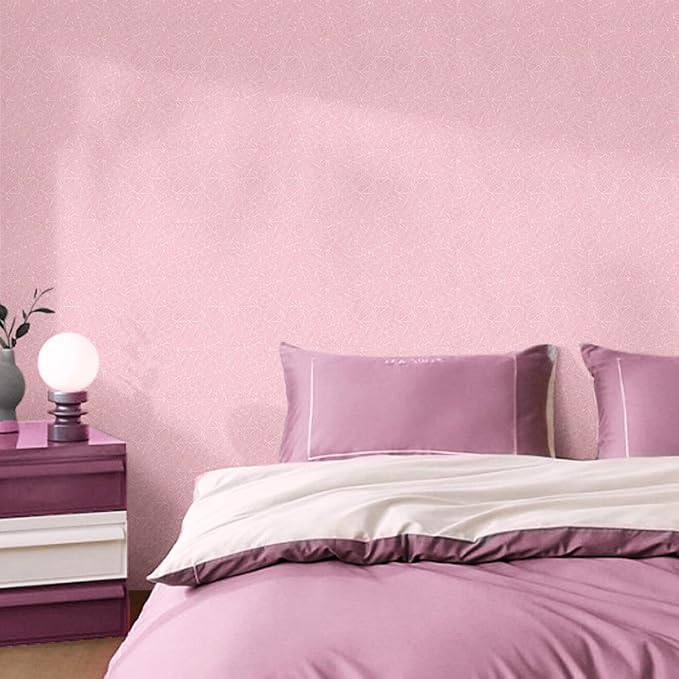 Abyssaly 15.7" X 118" Pink Wallpaper Embossed Self Adhesive Silk Contact Paper Peel and Stick Removable Home Decorative Vinyl Film Cabinet Furniture Countertop Solid Color Shelf Paper | 15.7" X 118" Removable Waterproof Bathroom Home Decorative Vinyl W...