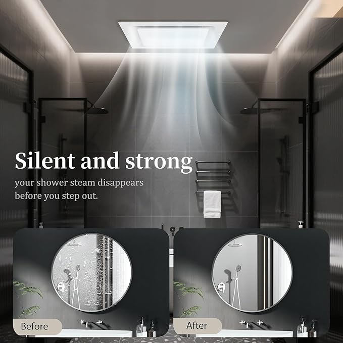 Orsong Bathroom Exhaust Fan 12" Panel Ultra Quiet without Light(10x10 Mount), 130CFM, 4" Duct for Bathroom/Garage/Home