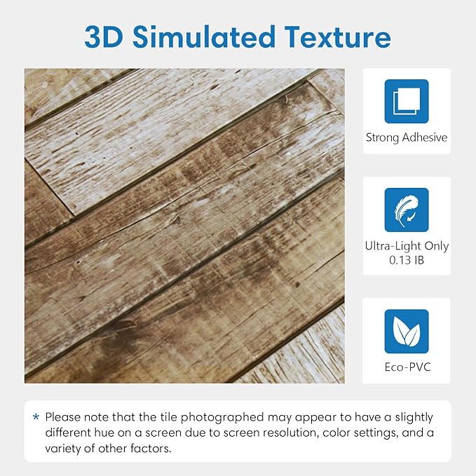 COMSTICKC Peel and Stick Faux Wood Wall Sticker Wall Panels, 10 Pcs of 12" x 12", Not Real Wood, Ultra-Light Thin PVC 3D Fake Wood Shiplap Self-Adhesive Wall Covering Wallpaper Interior Decor