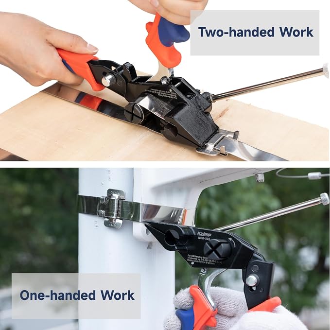 iCrimp Steel Strapping Banding Tool, Metal Tensioner Built-In Cutter | for 0.18" to 0.94" Width Stainless Steel Tie, Suitable for Cable Grips, Automotive Wire Harness, Utility Poles, WCB-324