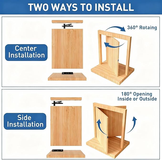 TamBee Heavy Duty Pivot Hinge Hidden Door Hinge - 570 lbs Load, Bearing, Stainless Steel, Rust Resistant, Concealed for Wood Doors, Secret Doors, Hidden Door, Bookcase Door and Bookshelf Door Black