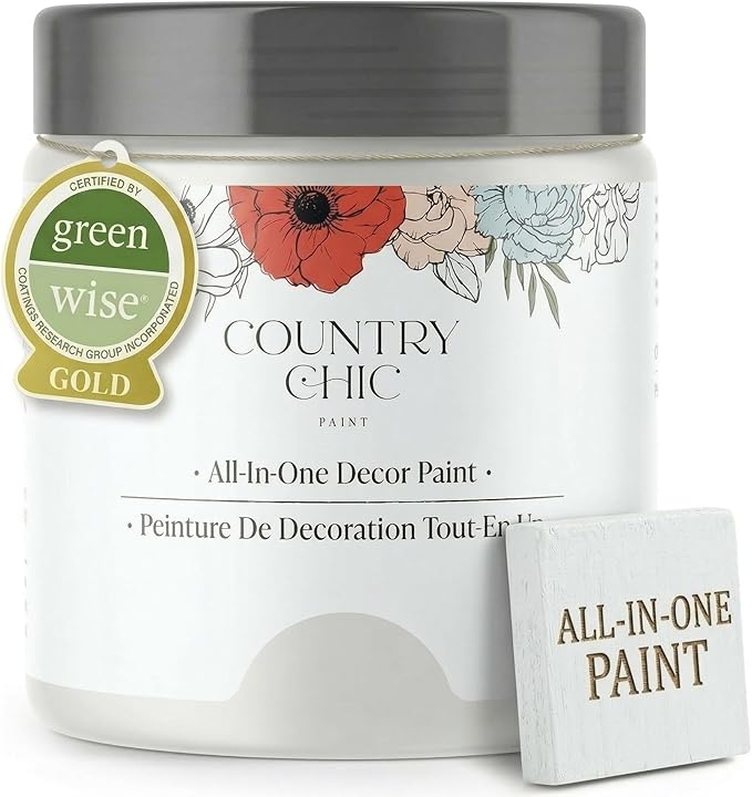Country Chic All-in-One Chalk Paint for Furniture, Cabinets, Home Decor, Eco-Friendly, Matte Finish, Built-In Primer & Top Coat for Wood, Metal - Simplicity (White) - 8 oz (237 ml)