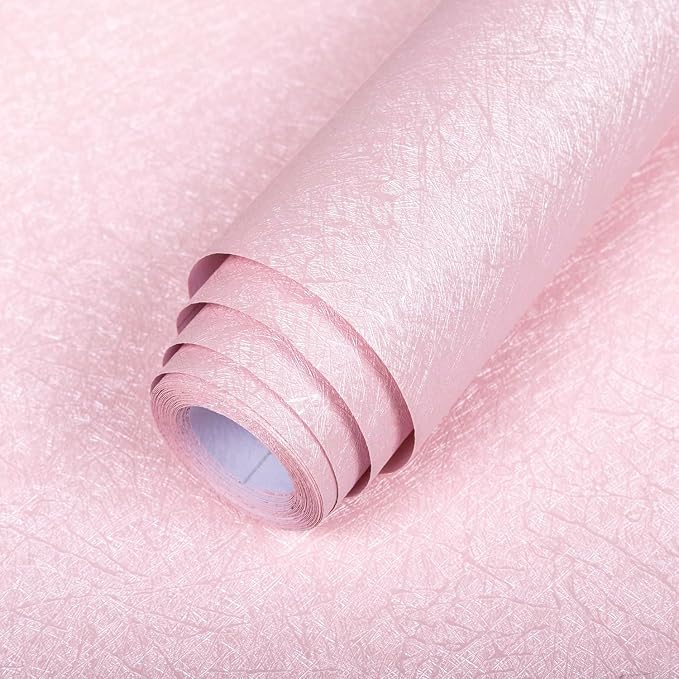 Pink Wallpaper Embossed Silk Self Adhesive Peel and Stick Contact Paper | 15.7" X 984.2" Removable Waterproof Bathroom Home Decorative Vinyl Wrap Film Cabinet Furniture Countertop Shelf Paper