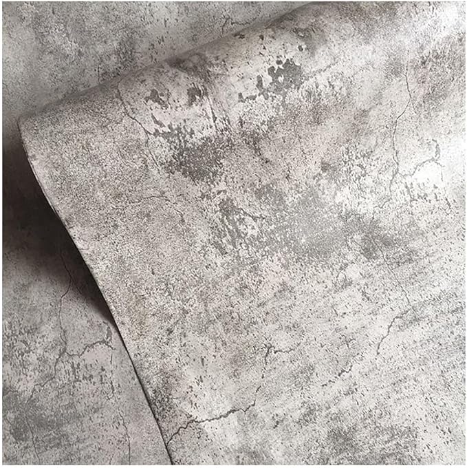 48"×354" Extra Wide Large Size Grey Concrete Wallpaper Peel and Stick Industrial Cement Wall Paper Matte 3D Brown Beige Vinyl Concrete Contact Paper for Countertops Wall Covering for Bedroom Bathroom