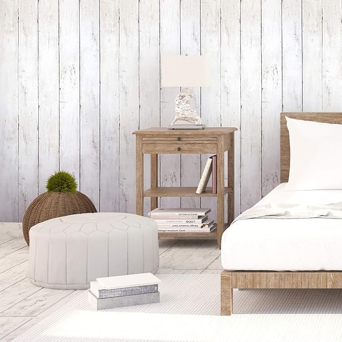 CiCiwind 393"X17.7"Wood Peel and Stick Wallpaper White Wood Wallpaper Self Adhesive Removable Wallpaper Vintage Wood Plank Contact Paper for Bathroom Decor Walls Covering Wardrobe Large Size Vinyl