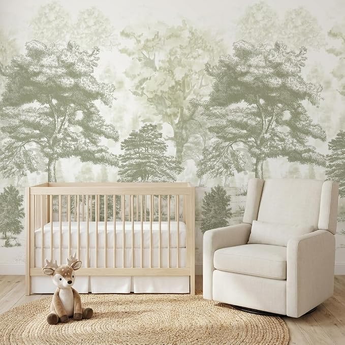Vintage Forest Wall Murals Peel and Stick 144" W x 100" H | Canvas Waterproof Tree Self-Adhesive Wallpaper Large Nature Landscape Art Deco for Bedroom