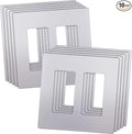ENERLITES Elite Series Screwless Decorator Wall Plate Child Safe Outlet Cover, Gloss Finish, Size 2-Gang 4.68" H x 4.73" L, Unbreakable Polycarbonate Thermoplastic, SI8832-SV-10PCS, Silver (10 Pack)