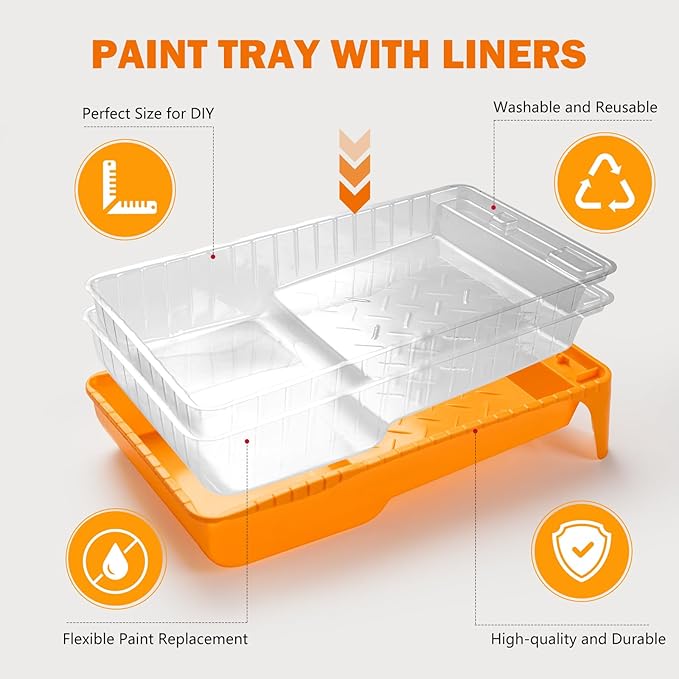 Mister Rui Paint Tray Liner, 4 Inch-10 Pieces, Plastic Paint Tray with Liners, Small Paint Trays, Disposable Paint Trays 4 Inch, Paint Pan Liners for Home Decor, House Painting