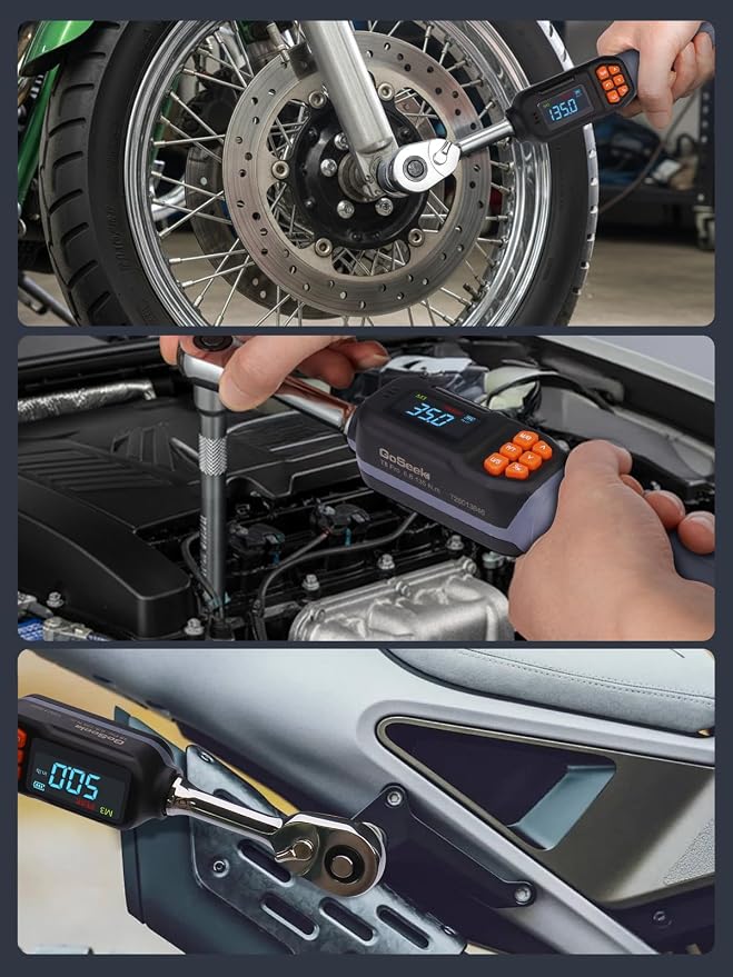 Goseek Digital Torque Wrench 3/8" Drive, 5-99.6Ft.Lb for Engine, Moto, Bike | 90Tooth Dual Direction Rachet Torque Wrench, ±2% Accuracy with LED/Buzzer Alert, Electronic Torque Wrench for Car, Suspension