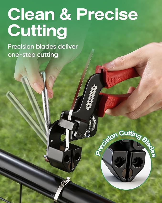 112-Piece Cable Tie Gun Kit, 11.8 Inch 304 Stainless Steel Zip Ties | Includes 110 Metal Zip Ties and Release Tool; Gun Tightens and Cuts for Fence, Exhaust Pipe, Chicken Coop, Farm and Cables