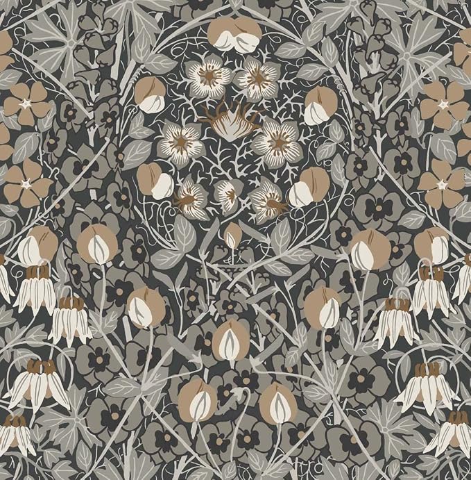 NextWall Tulip Garden Floral Peel and Stick Wallpaper (Wrought Iron & Chamois)
