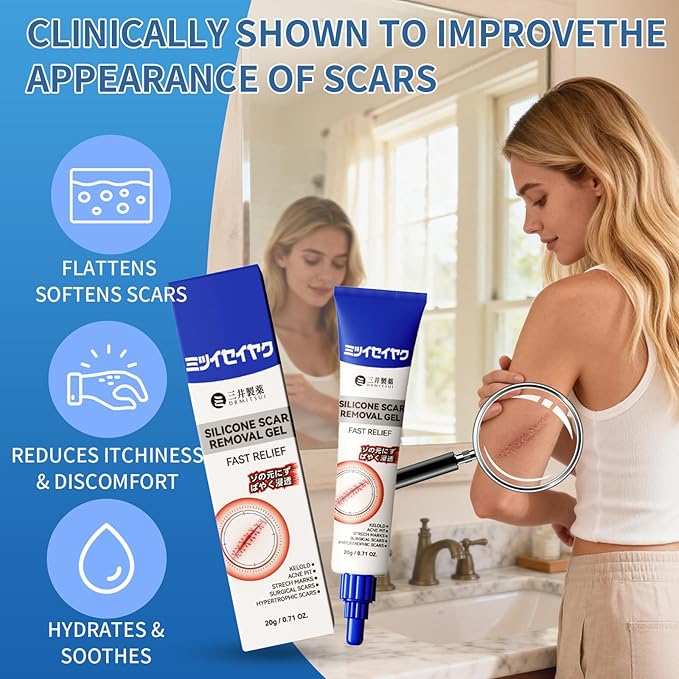 DRMITSUI Silicone Scar Gel for Old and New Scars, Scar Treatment for Acne Surgical Burn and Stretch Marks, Medical Grade Silicone Scar Gel, Fast Absorbing, 20g 0.71oz (Pack of 2)