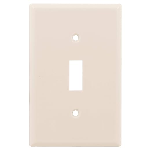 Power Gear, Light Almond, Single Toggle Switch Oversized Wall Plate Cover, 1 Gang, Unbreakable Faceplate, 3.1” x 4.9” , Screws Included, 30596