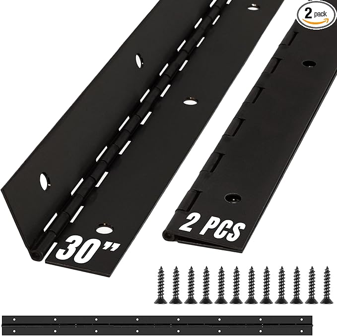 ALBO 30 Inch Black Heavy Duty Piano Hinge Continuous Stainless Steel 304 (2-Pack), Surface Mount Cabinet Hinges Matte Black 30"x2" for Large Cabinet, Industrial Storage & Equipment Door