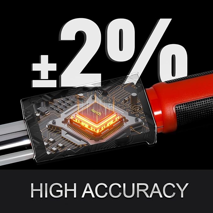 Hairich Electric Torque Wrench,3/8 Digital Torque Wrench, 0-135N.M | 5-100FT-LB/0-135N.M,Torque Range Accurate to ±2%, with Buzzer and LED Flash Notification for Motorcycle/Auto Repair