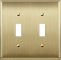 ENERLITES Toggle Light Switch Metal Wall Plate, Stainless Steel 201, Corrosion Resistant, Size 2-Gang 4.50" x 4.57", 7712-BB, Brushed Brass, Gold