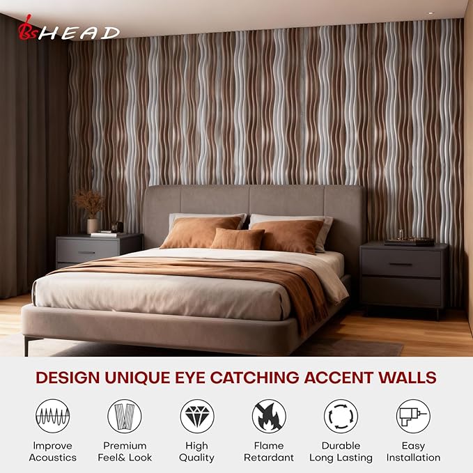 Large Acoustic Wall Panels 47.2"x23.6"x1.57"4-Pack,3D DIY Wave Sound Proof Panels for Walls, Peel and Stick Wall Panels for Room Decor, Recording Studio & Bedroom