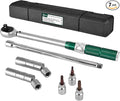 3/8" Drive 7Pcs Click Torque Wrench Set, 7.38-44.25 ft.lb / 10-60 Nm | ±3% High Precision 72-Tooth Reversible Cr-V Tool for Auto, Motorcycle & Bicycle Repair with Storage Case