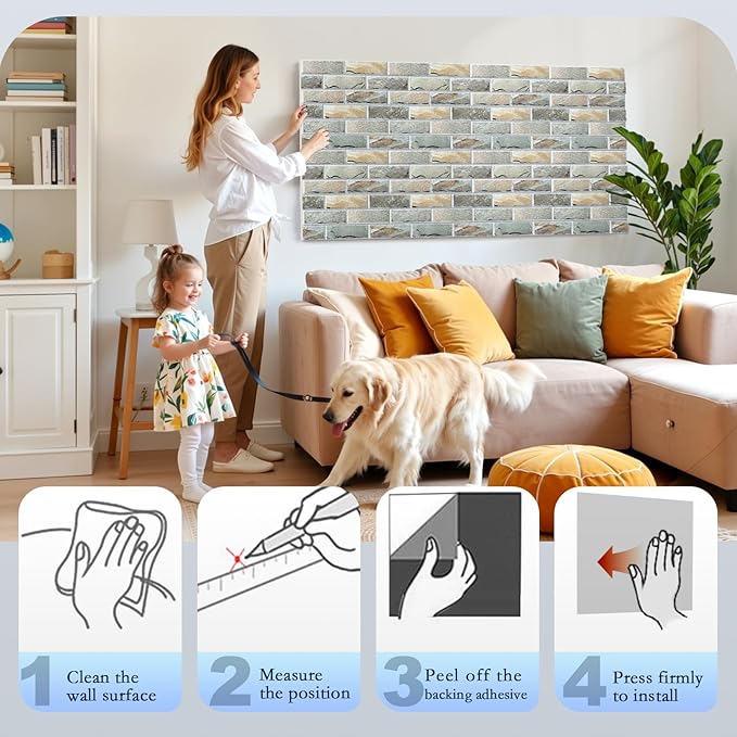 12Pack Acoustic Panels, 12"×12"×0.4" Self-Adhesive 3D Brick Pattern Sound Proof Panels for Walls, Decorative Sound Dampening Wall Panels for Recording Studios, Offices, Home, Stone