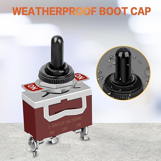 6 Pack Toggle Switch, 3 Pin 12V DC 30A/250V AC 15A, Heavy Duty SPDT ON Off ON Switch, Marine Waterproof Toggle Switch with Boot Cap Cover, for Cars Trucks, Racing Cars, Boats
