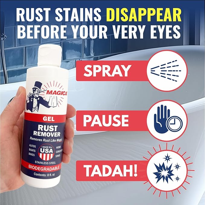 Magica® Rust Remover Reliably Removing Rust Stains for over 35 years USA Made (8oz Gel)