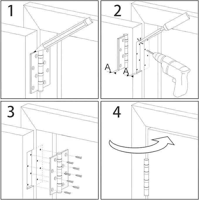 Rounded Door Hinges 3-1/2" x 3.5 inch, 5/8 Radius, Matte Black 3 ½ Inch 6 Pack
