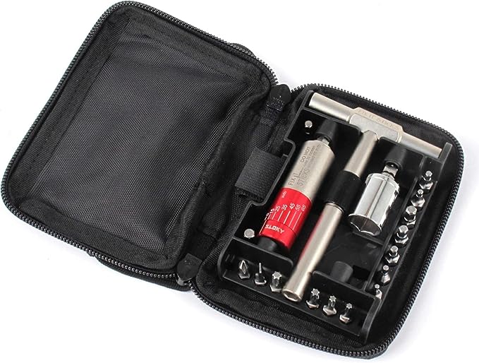 Fix It Sticks Tightening +/- 10% Accurate 15-65 inch-lbs All-In-One Torque Driver Tool Kit w/T-Way Wrench Bits Socket Adapters Bundle Brass Hammer Head Steel Insert Bit