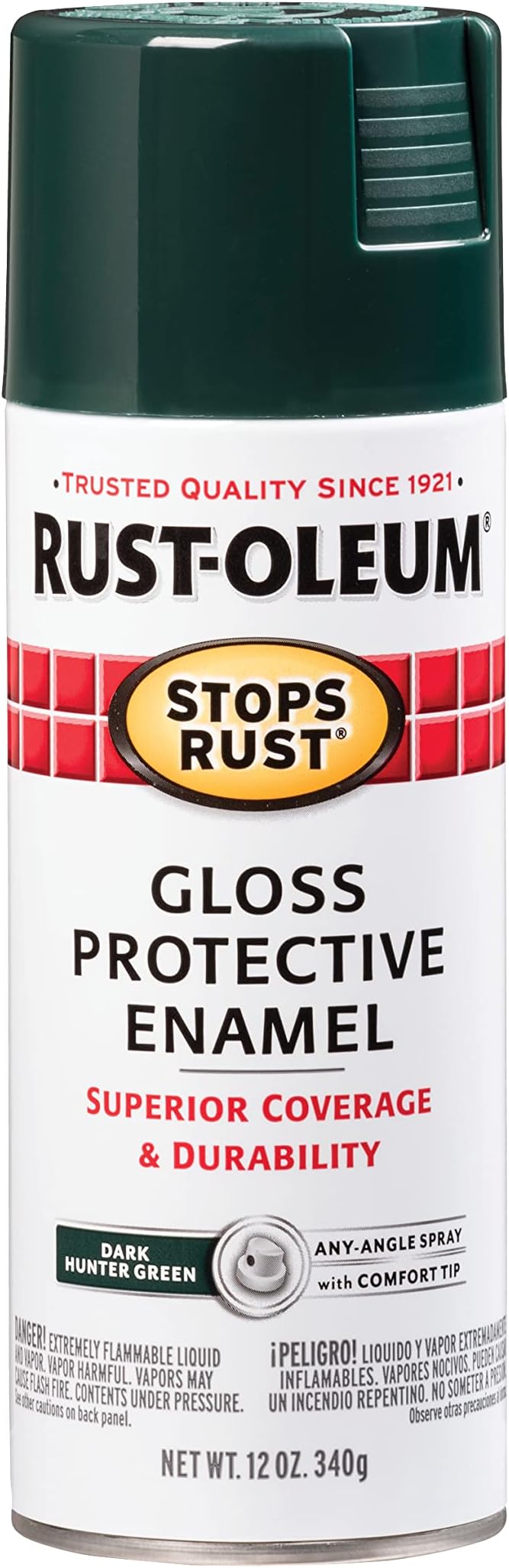 Rust-Oleum 7733830 Stops Rust Spray Paint, 12 oz, Gloss Dark Hunter Green