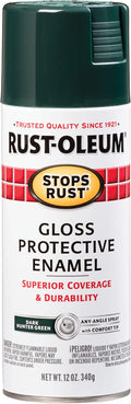 Rust-Oleum 7733830 Stops Rust Spray Paint, 12 oz, Gloss Dark Hunter Green