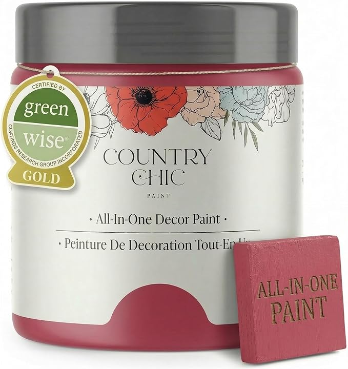 Country Chic All-in-One Chalk Paint for Furniture, Cabinets, Home Decor, Eco-Friendly, Matte Finish, Built-In Primer & Top Coat for Wood, Metal - Raspberry Sorbet (Pink) - Pint 16 oz (475 ml)