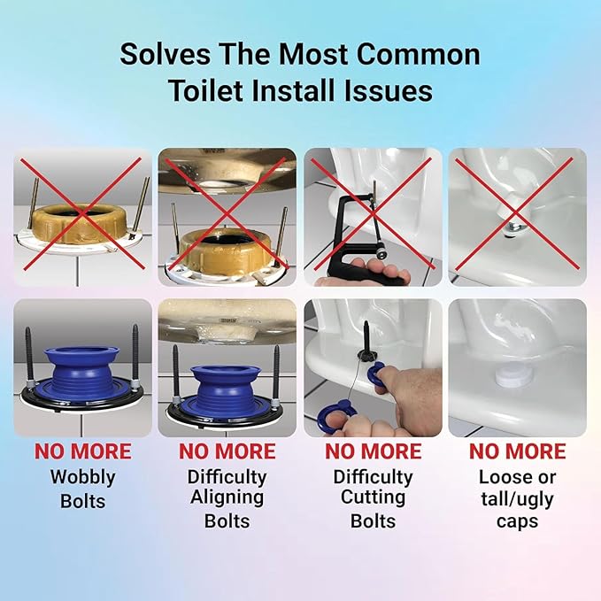 One N Done Toilet Flange Repair Kit - Toilet Kit For Low or Broken Flange. Toilet Wax Ring Replacement Kit W/Toilet Flange Extender Kit, Easy Toilet Bolts, & Toilet Caps For Bottom of Toilet. (2 Ea)