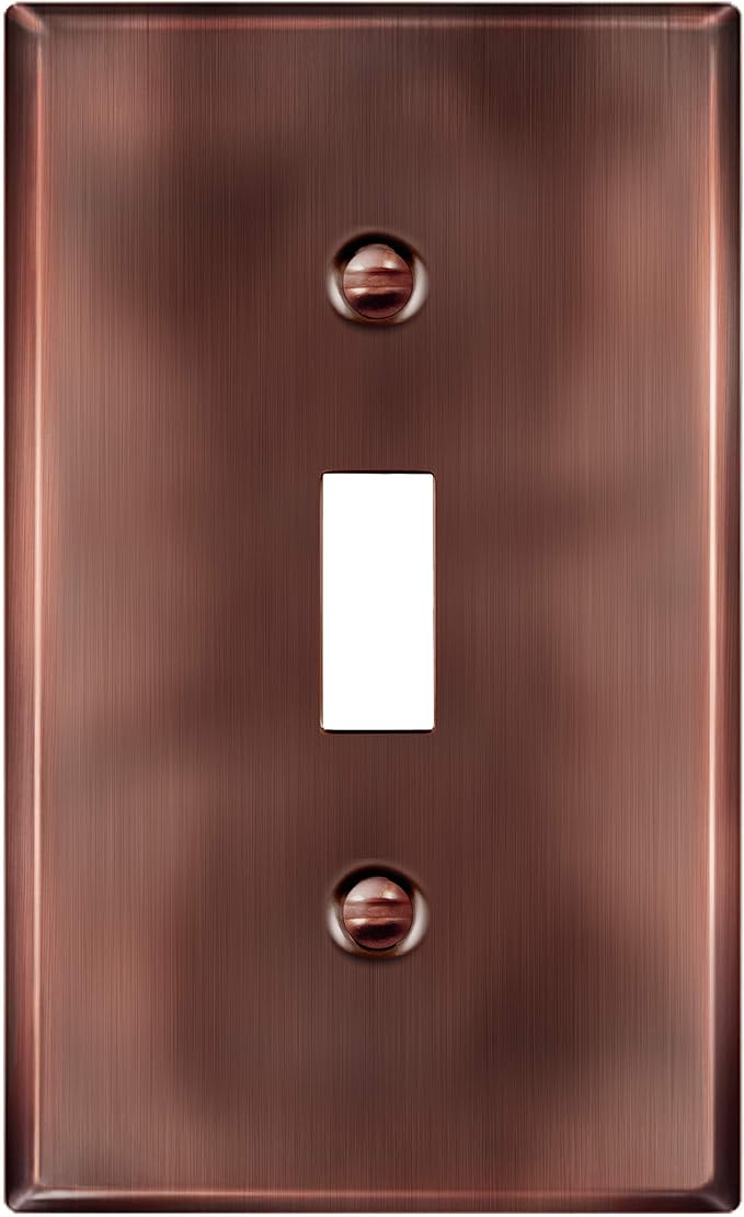 ENERLITES Toggle Light Switch Metal Wall Plate, Stainless Steel Switch Cover, Corrosion Resistant, Standard Size 1-Gang 4.50" x 2.76",Stainless Steel 201, 7711-AC, Antique Copper