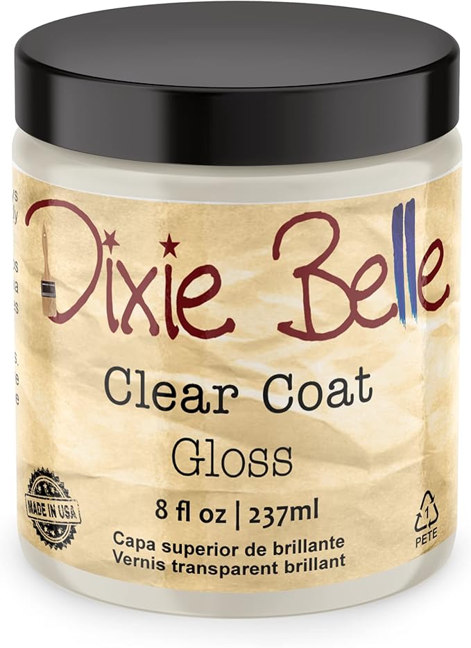Dixie Belle Paint Company | Gloss Clear Coat (8oz) | Glossy Finish Polyacrylic Topcoat | Chalk-Friendly Furniture Paint Finish