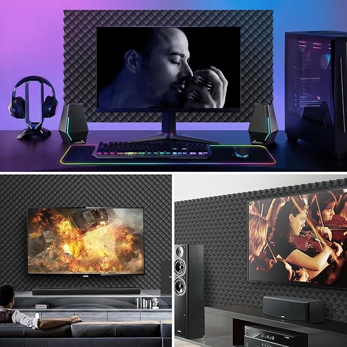 6 Pack 1.5"X12"X12" Acoustic Foam, Self Adhesive Sound Proof Egg Crate Foam(Most Soundproofing Design), Upgraded Sound Proof Foam Panels for Walls, Doors, Fire-Retardent Acoustic Panels