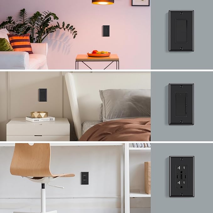 AIDA 1-Gang Standard Light Switch Cover Plate, Decorative Outlet Covers, Glossy Black, 100-Pack Unbreakable Polycarbonate Wall Plates for Decorator Device, UL Listed, 4.5" H x 2.75" L