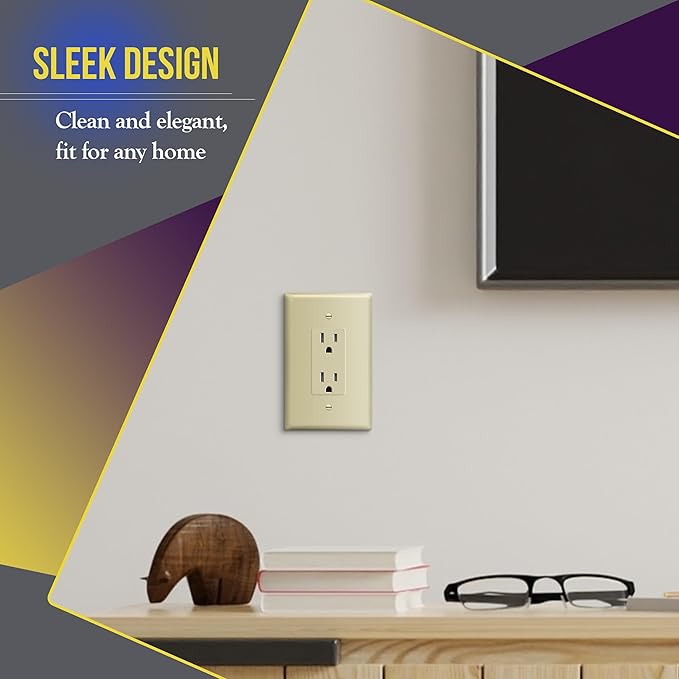 ENERLITES Decorator Light Switch or Receptacle Outlet Wall Plate, Gloss Finish, Over-Size 1-Gang 5.5" x 3.5", Unbreakable Polycarbonate Thermoplastic, UL Listed, 8831O-I, Ivory