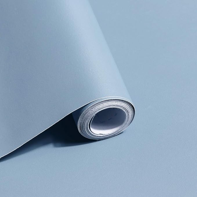 Safiyya 197"x17.7" Peel and Stick Wallpaper Blue Contact Paper Temporary Solid Color Waterproof Self Adhesive Removable Wallpaper Vinyl Rolls for Wall